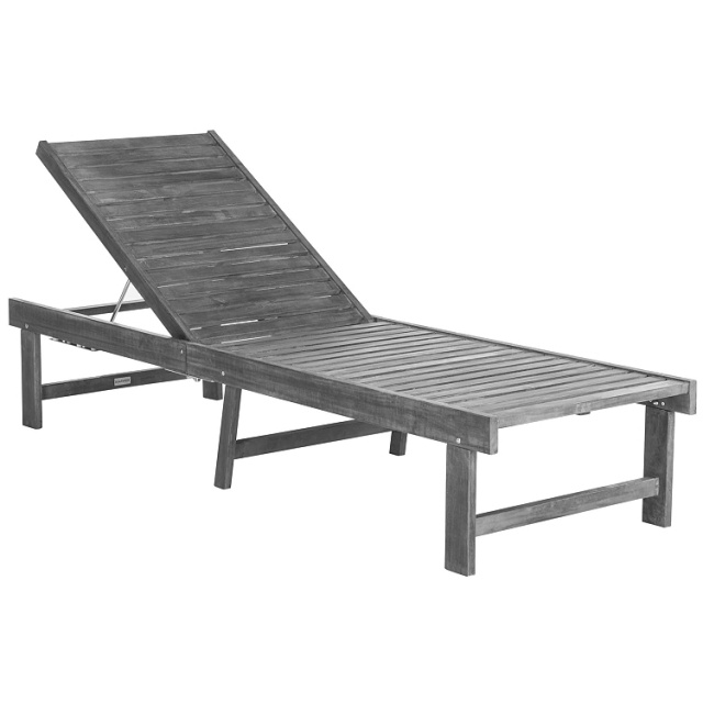 Acacia Aged Gray Deck Chaise Lounger with Cushion