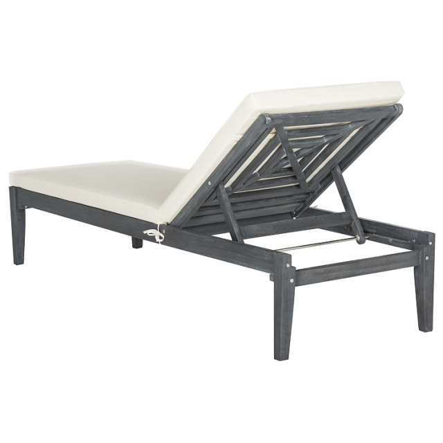 Acacia Aged Gray Outdoor Chaise Lounger with Cushion