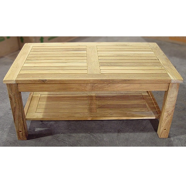 Teak Heavy Duty Coffee Table with Lower Shelf