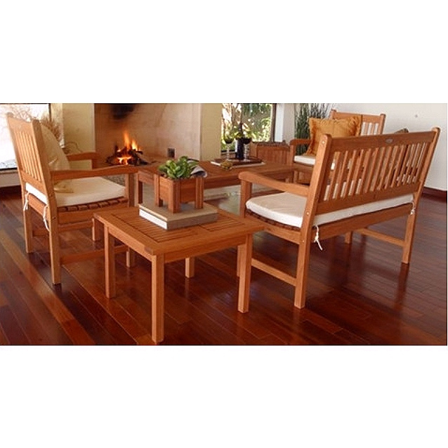 Teak Type Eucalyptus 5pc Outdoor Conversation Set