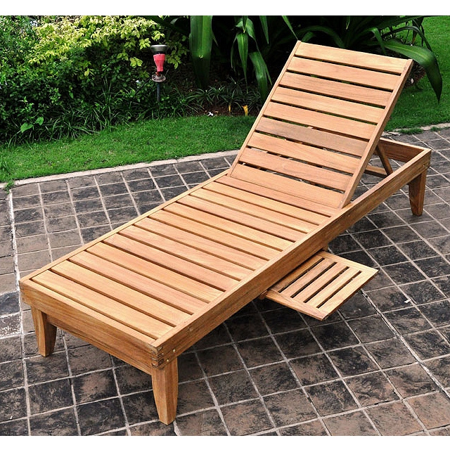 Teak Outdoor Patio Chaise Lounger