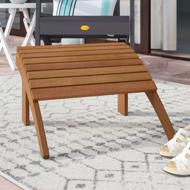 Teak Outdoor Patio Footstool Ottoman