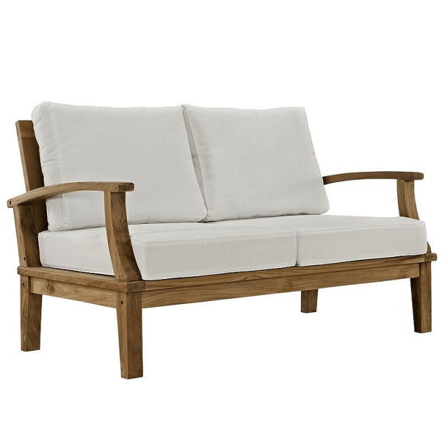 Teak Deep Seating Patio Outdoor Loveseat with Cushions