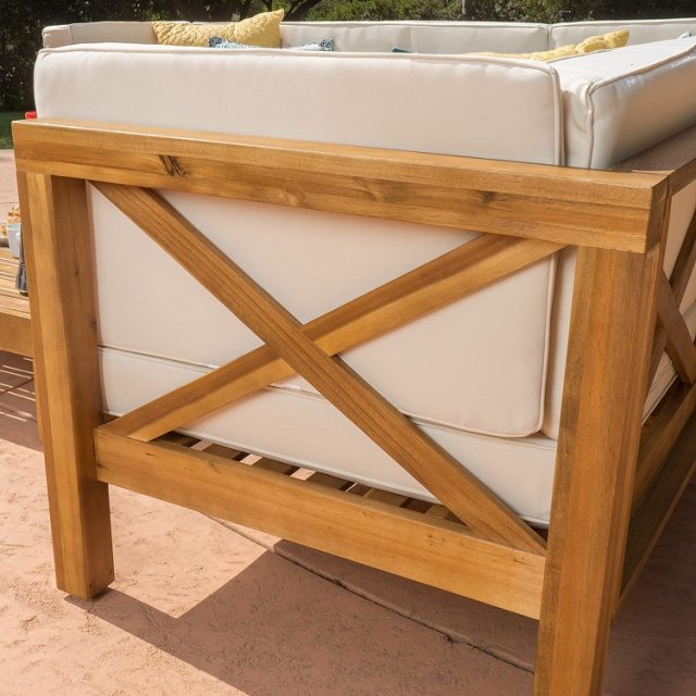 Teak Type Acacia 4 Piece Outdoor Sectional Sofa Set