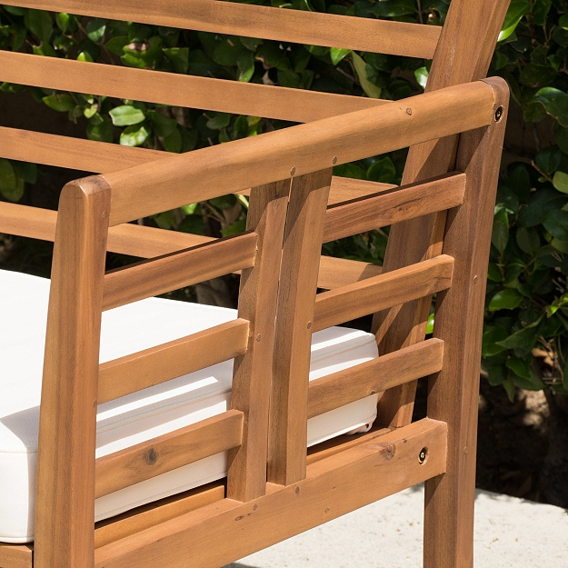 Teak Type 4pc Deep Seating Conversation Set w/Cushions