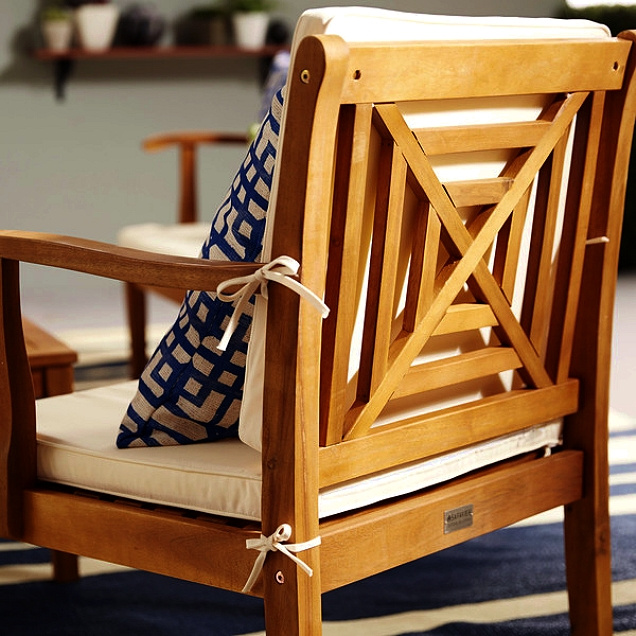 Teak Type 4pc Deep Seating Conversation Set with Cushions