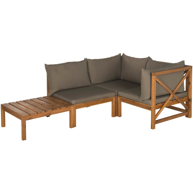 Acacia 4 Piece Deep Seating Sectional Set with Cushions