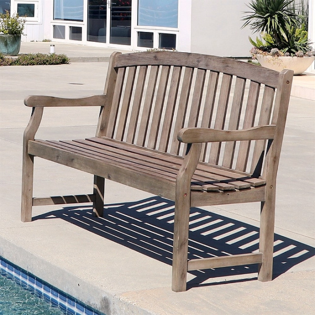 Teak Type 5 Foot Scraped Gray Outdoor Garden Bench