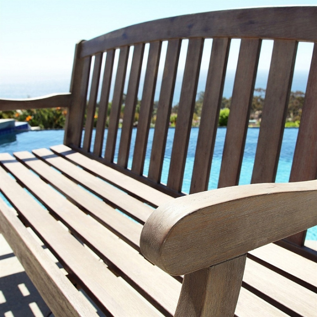 Teak Type 5 Foot Scraped Gray Outdoor Garden Bench