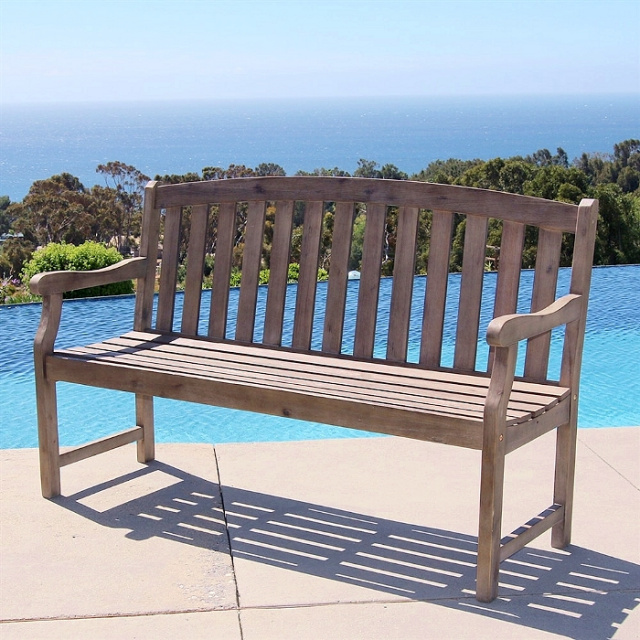 Teak Type 5 Foot Scraped Gray Outdoor Garden Bench