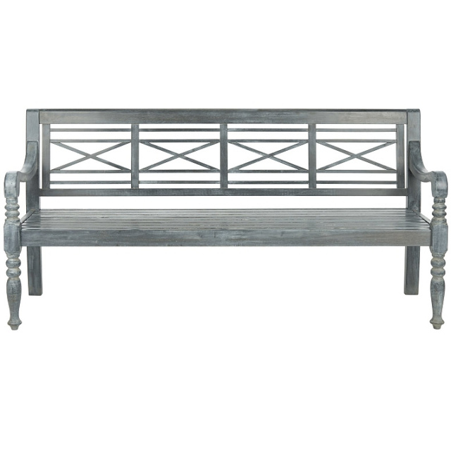 Acacia 5.5 Foot Weathered Gray Outdoor Lattice Back Bench