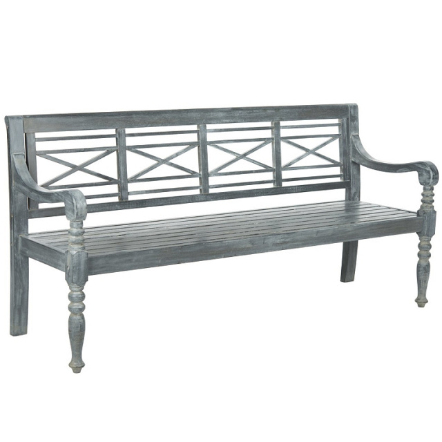 Acacia 5.5 Foot Weathered Gray Outdoor Lattice Back Bench