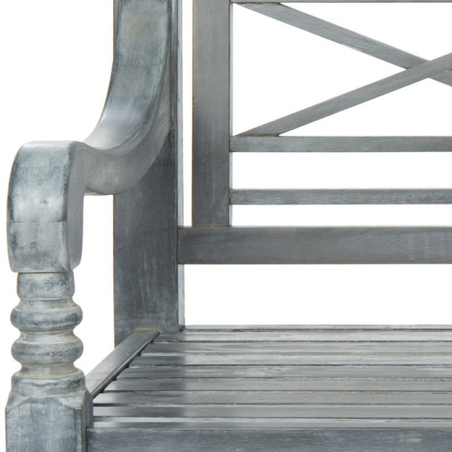 Acacia 5.5 Foot Weathered Gray Outdoor Lattice Back Bench