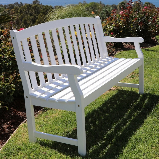 Acacia 5 Foot White Outdoor Patio Bench