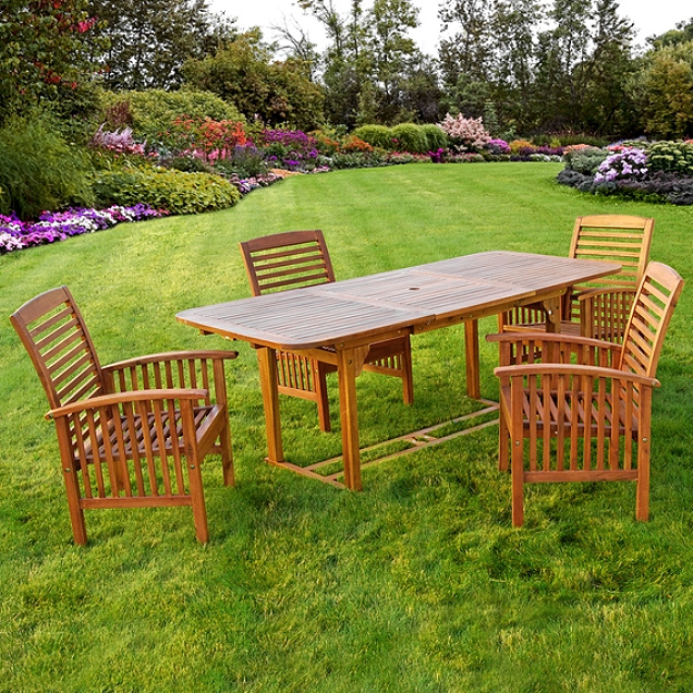 Acacia Mission 5 Piece 55 to 79 Inch Expandable Dining Set