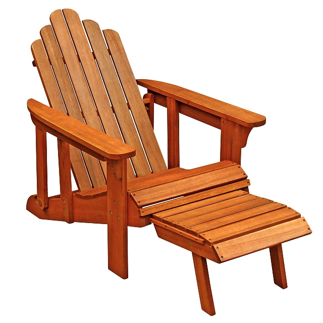 Teak Type Eucalyptus Adirondack Chair with Ottoman