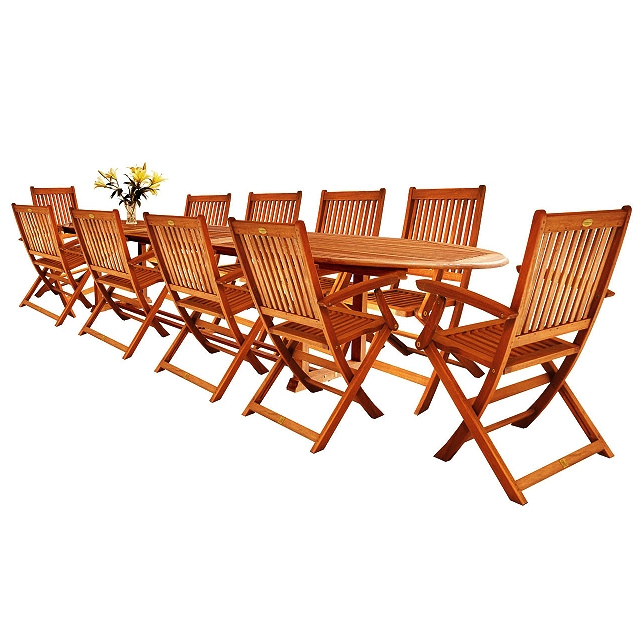 Teak Type 11 Piece Outdoor 91 Inch Dining Set