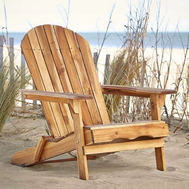 Teak Type Folding Adirondack Chair Natural