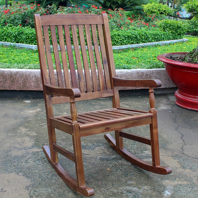 Teak Like Hardwood Deluxe Porch Rocking Chair