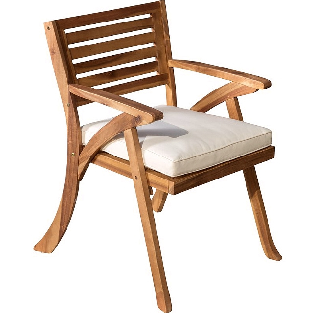Teak Type Outdoor 3pc Dining Set with Cushions