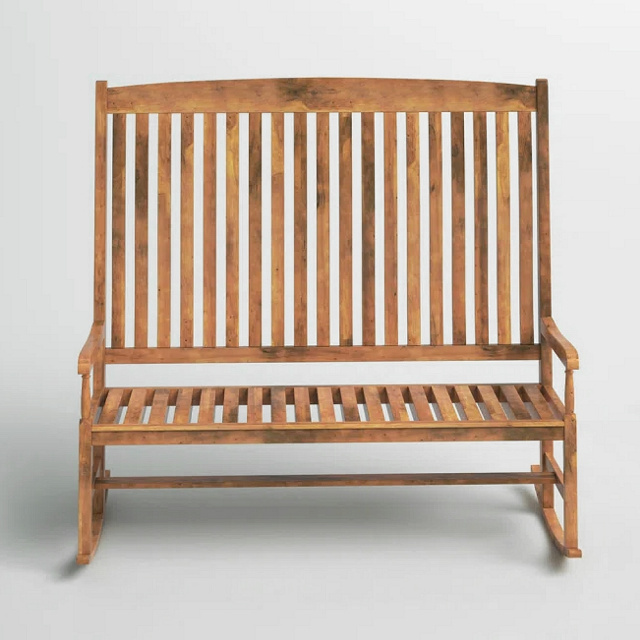 Teak Type Outdoor Porch Rocker Bench