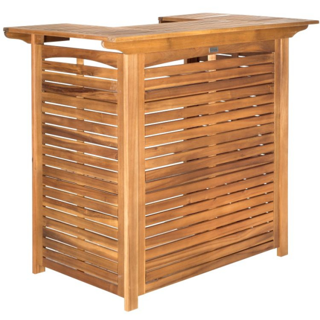 Teak Type Patio Outdoor Bar Table 3pc Set