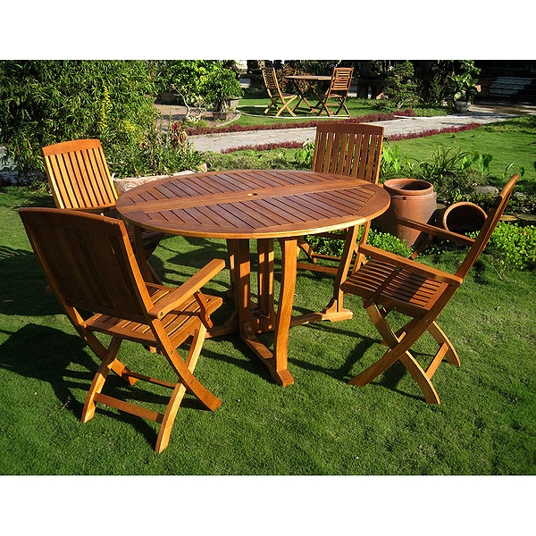 Balau Teak Type 5 Piece 52 Inch Round Terrace Dining Set