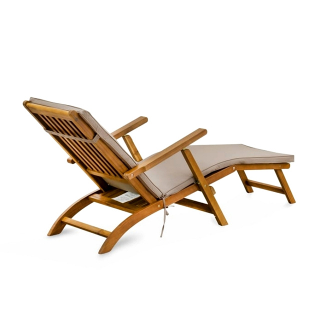 Teak Type Steamer Outdoor Patio Lounge Chair