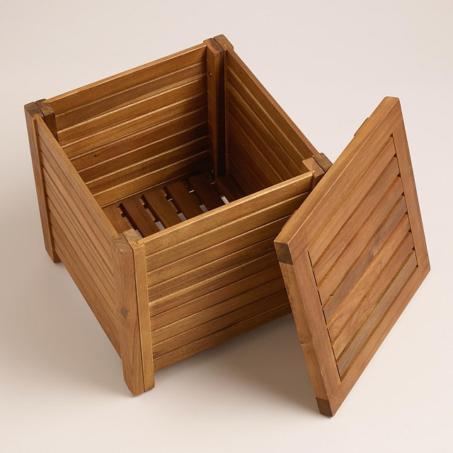Acacia Contemporary Storage Side End Table