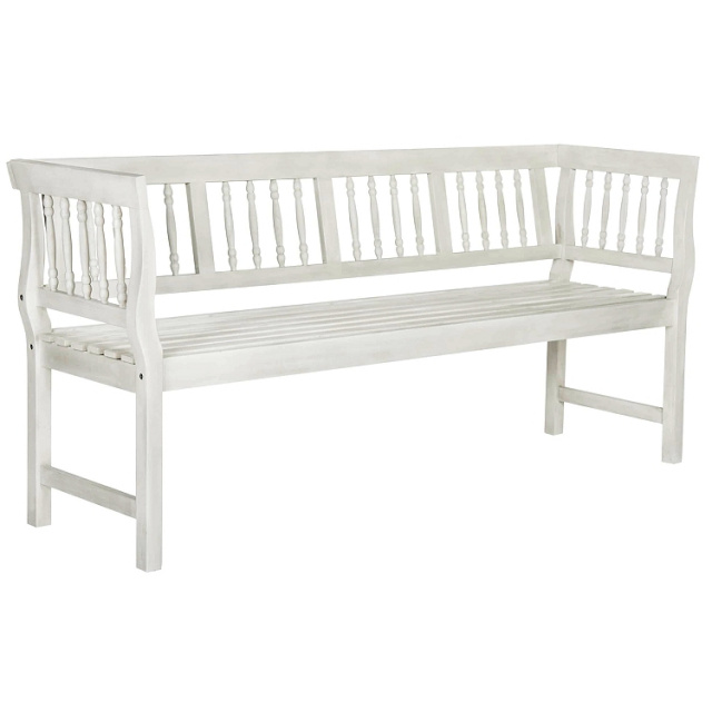 Acacia 5.5 Foot Antique White Spindle Outdoor Garden Bench