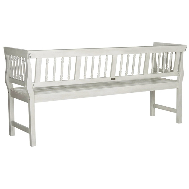 Acacia 5.5 Foot Antique White Spindle Outdoor Garden Bench