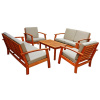 5pc Teak Type Deep Seating Conversation Set with Cushions