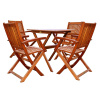Teak Oiled 5 Piece 28 Inch Compact Folding Dining Set