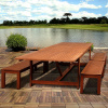 Eucalyptus 5 Piece Garden 118 Inch Dining Set with Benches