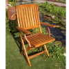 Pair Teak Type Folding Outdoor Armchairs