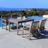 Acacia 5 Piece 59 Inch Aged Gray Slat Back Outdoor Dining Set