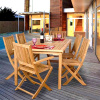 Teak 7 Piece 60 Inch Outdoor Deck Dining Set