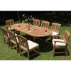 Teak 9 Piece 71 to 94 Inch Extendable Oval Patio Dining Set