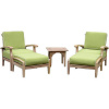 Teak 5pc Patio Deep Seating With Cushions Conversation Set