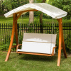 Teak Stained Patio Garden Porch Swing Stand with Canopy 