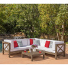 Teak Type Acacia 4 Piece Gray Outdoor Sofa Sectional Set