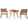 Teak Type Outdoor 3pc Dining Set with Cushions